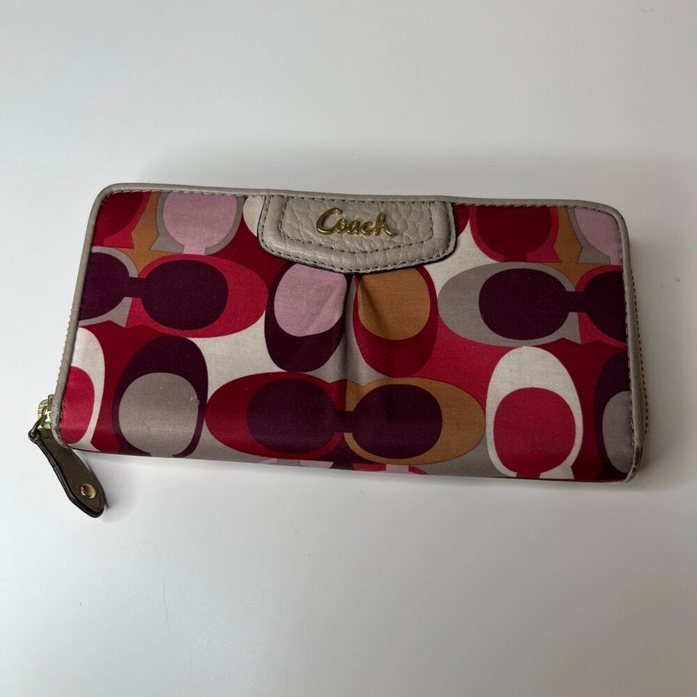 Coach Madison Checkbook wallet in a multicolor Signature Op Art print